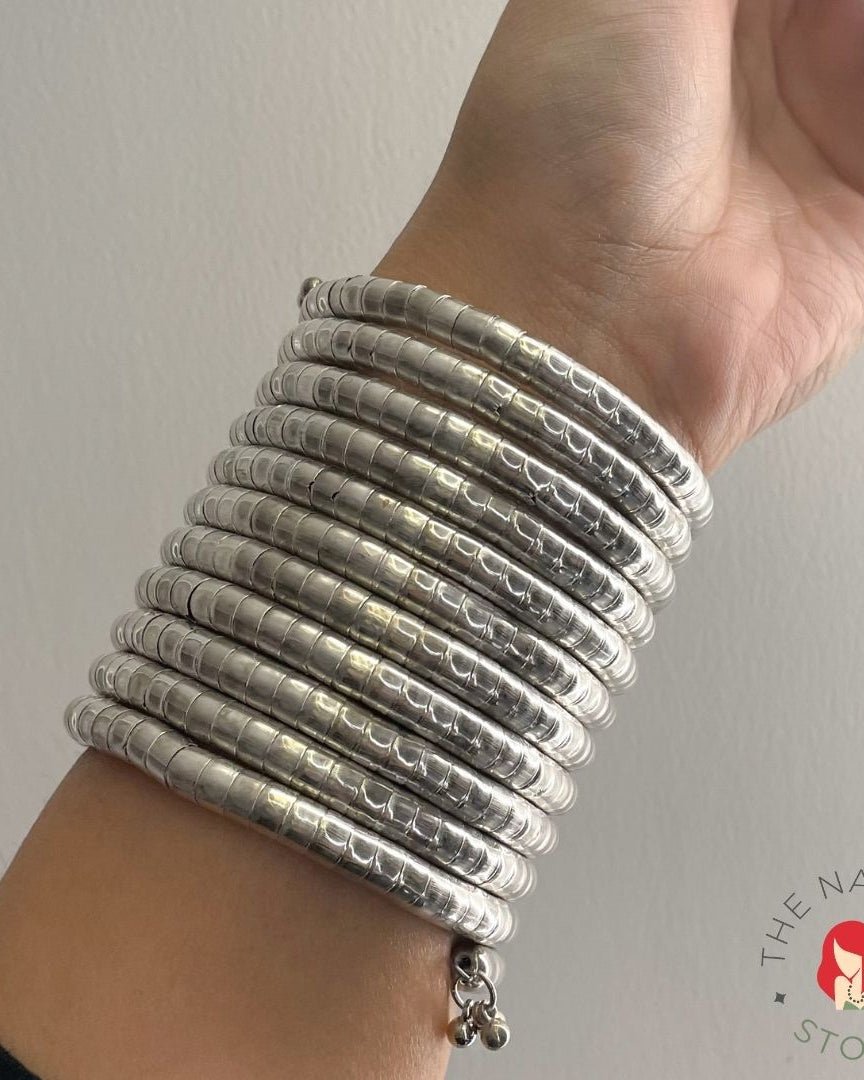 Anti-tarnish silver Spiral Bangle