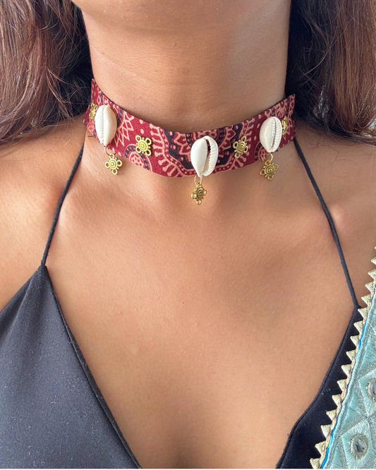 Rohinee Ajrakh Choker Set