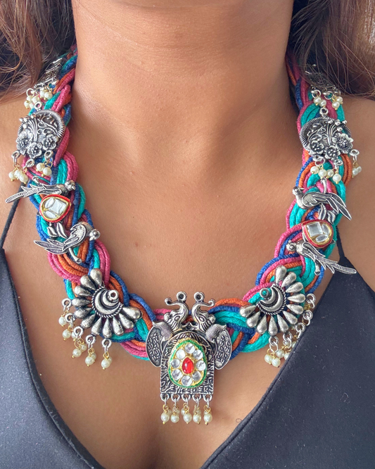 Rangoli Multicolour Jute Necklace