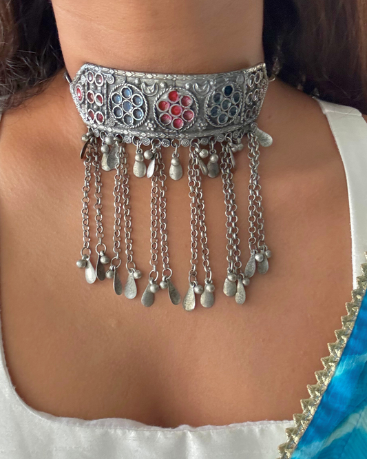 Tara Black Oxidised Choker