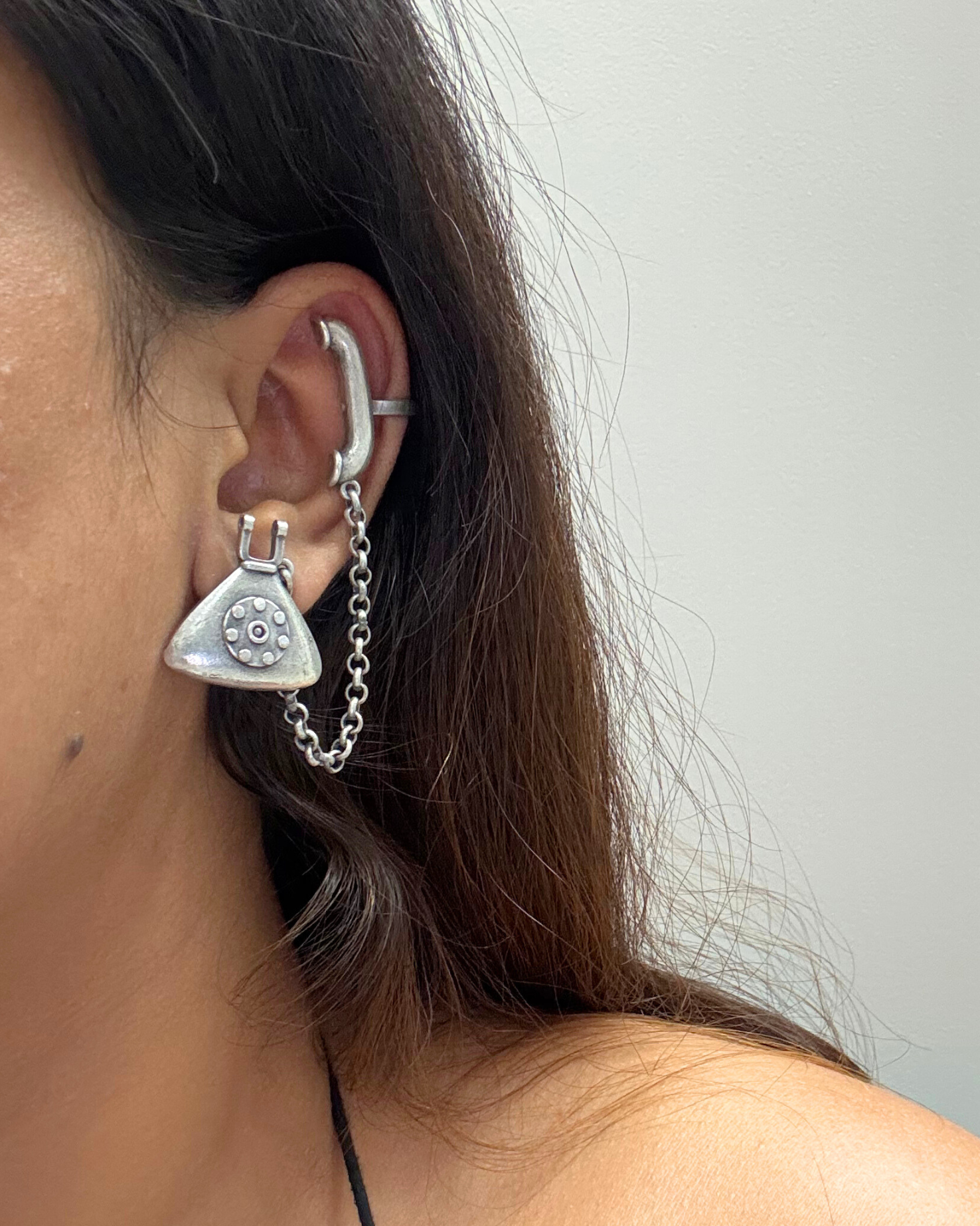 Oxidised Telephone Earcuff