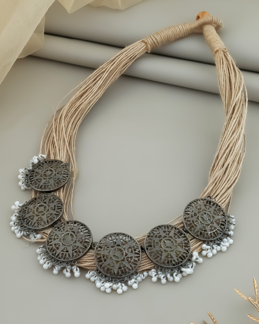 Kritika Beige Jute Necklace