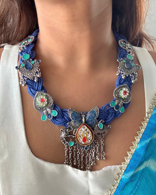 Shradha Blue Jute Necklace