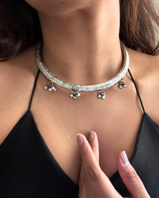 Tribal Hasli: Shriya Oxidised Silver Hasli