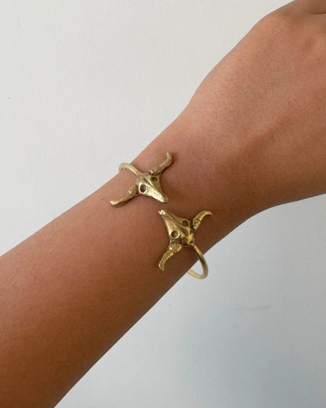 Bull Oxidised Gold Bracelet