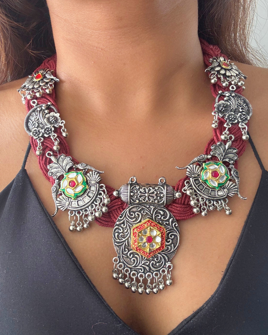 Gayatri Red Jute Necklace