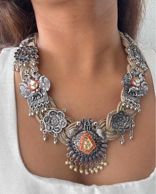 Gauri Beige Jute Necklace