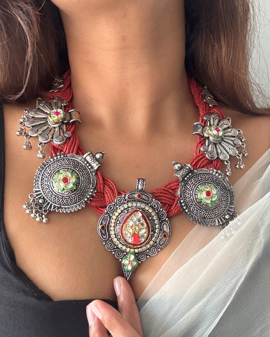 Red Haritha Jute Necklace