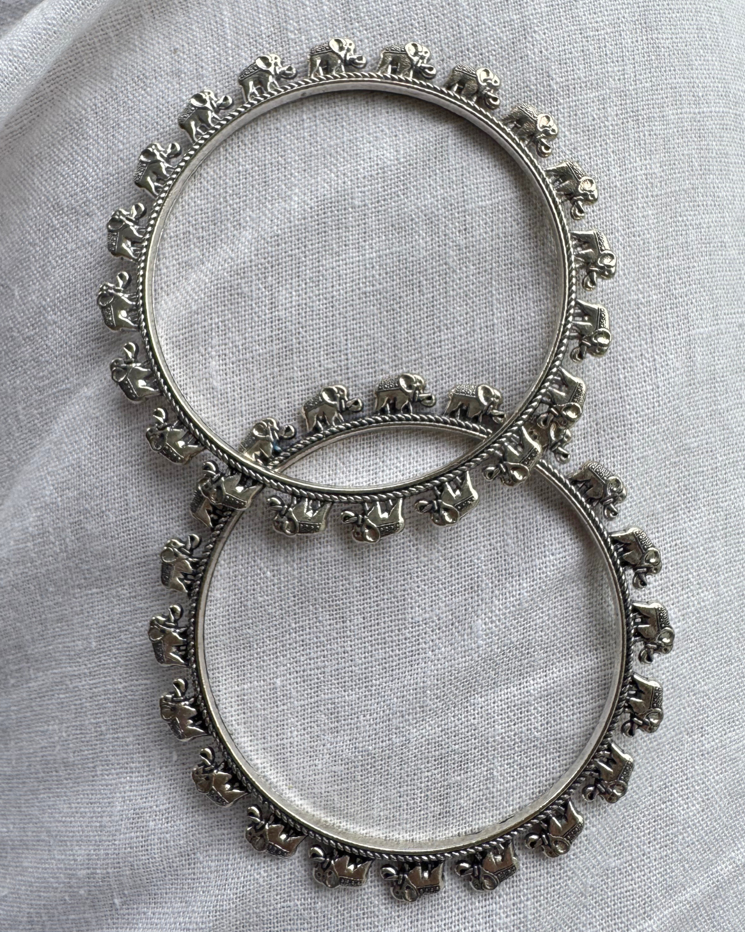 Elephant Oxidised Bangles - Set of 2