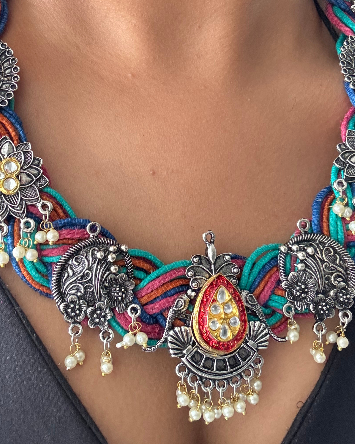 Satrangi Multicolour Jute Necklace