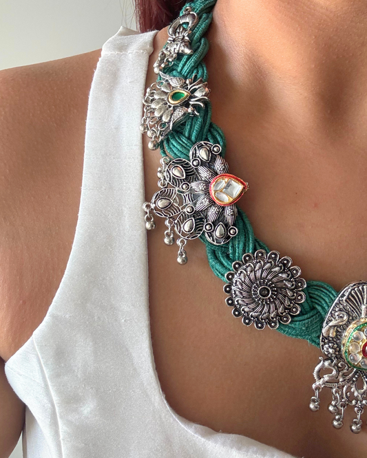 Ayodhya Sea Green Jute Necklace