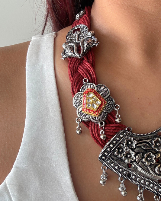 Mandodari Red Jute Necklace