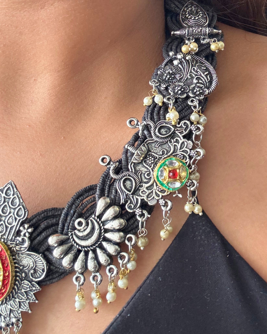 Adhira Black Jute Necklace