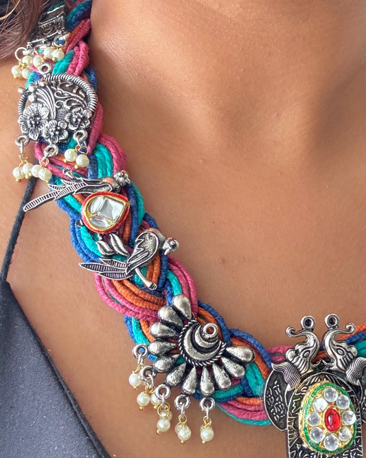 Rangoli Multicolour Jute Necklace