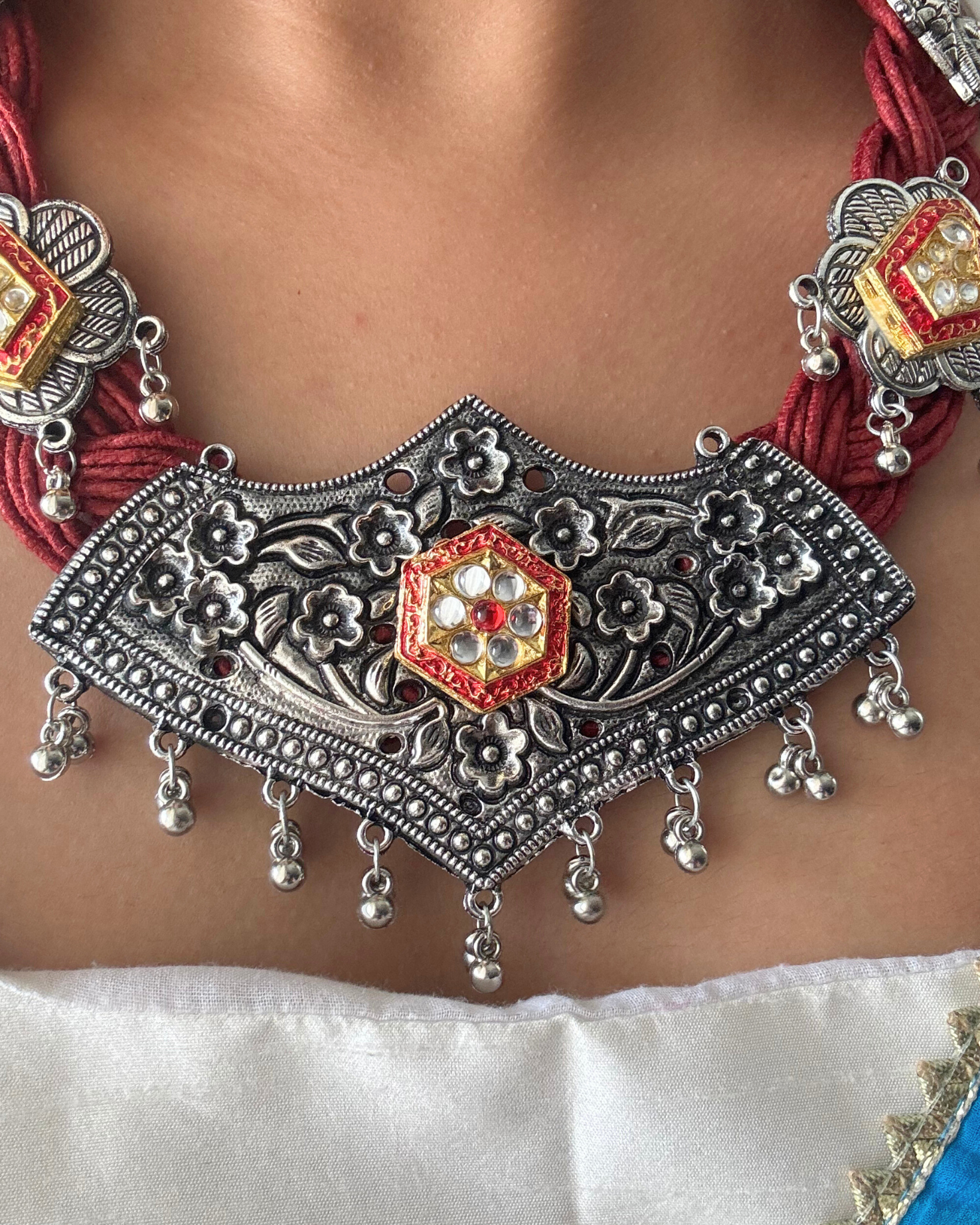 Mandodari Red Jute Necklace