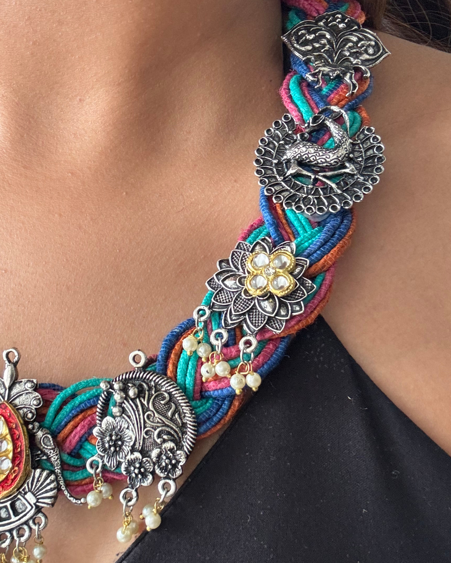 Satrangi Multicolour Jute Necklace