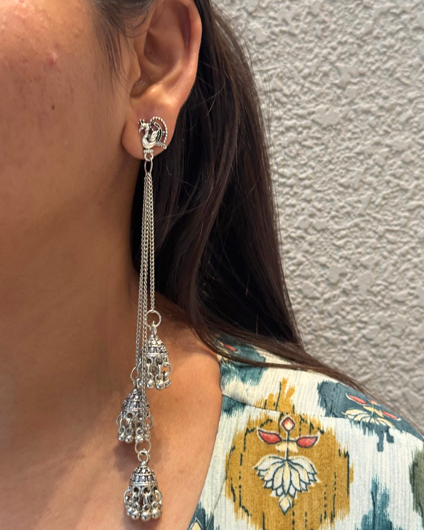 Peacock Kashmiri Long Jhumka