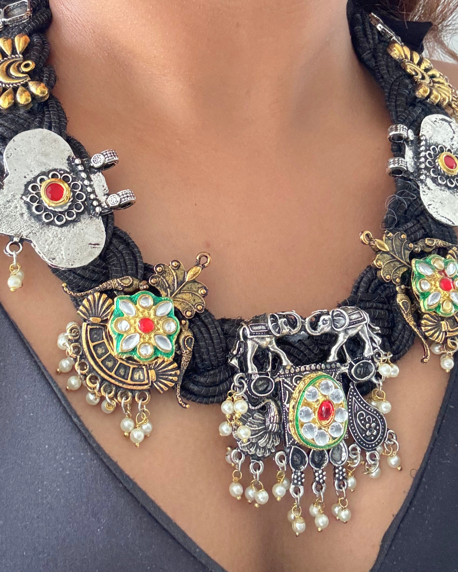 Achal Black Jute Necklace