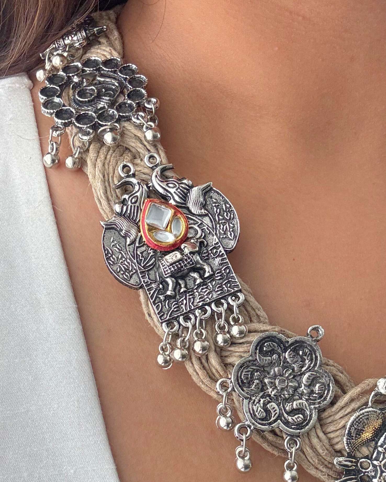 Gauri Beige Jute Necklace