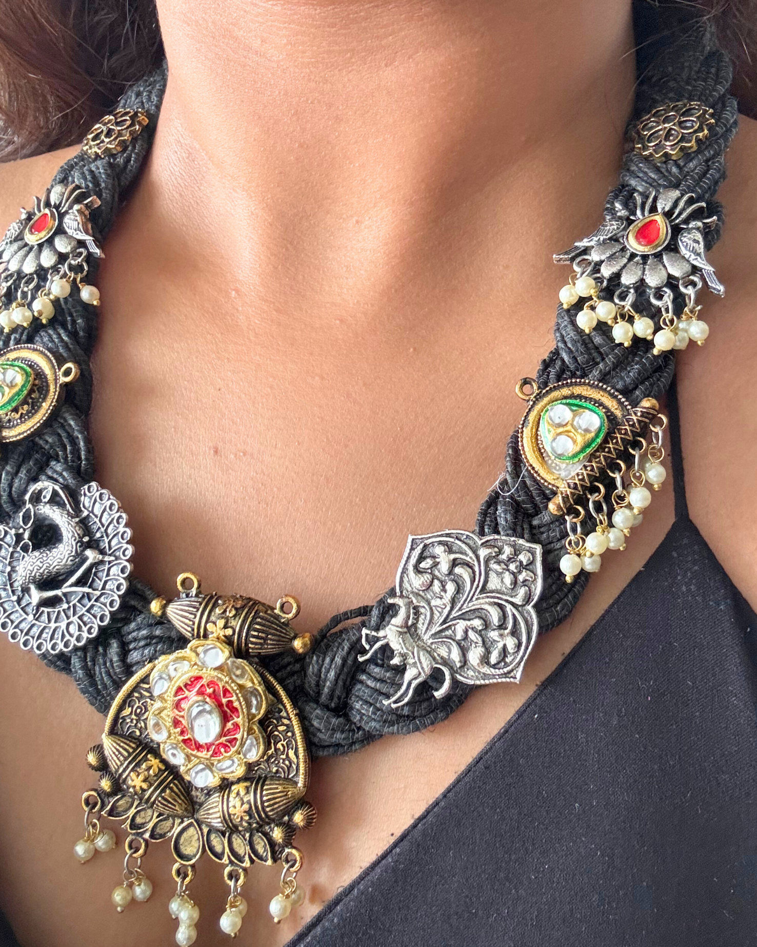 Kavita Black Jute Necklace