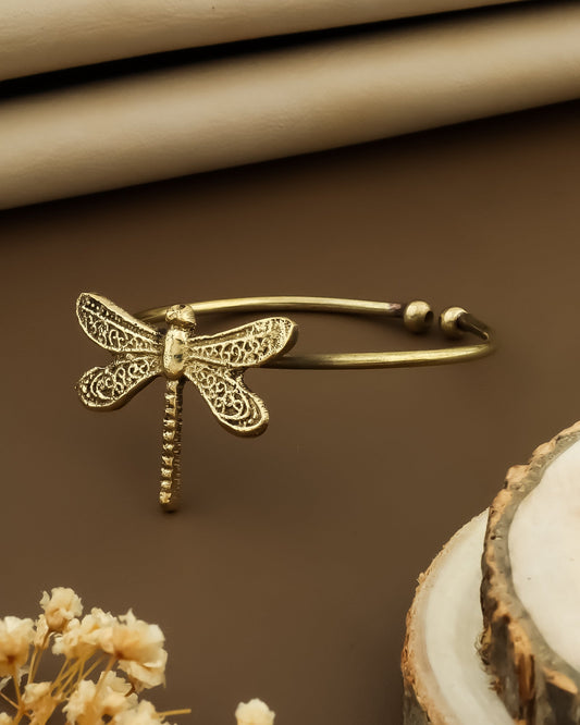 Dragonfly Oxidised Gold Bracelet