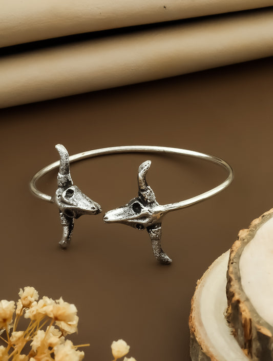 Bull Oxidised Silver Bracelet