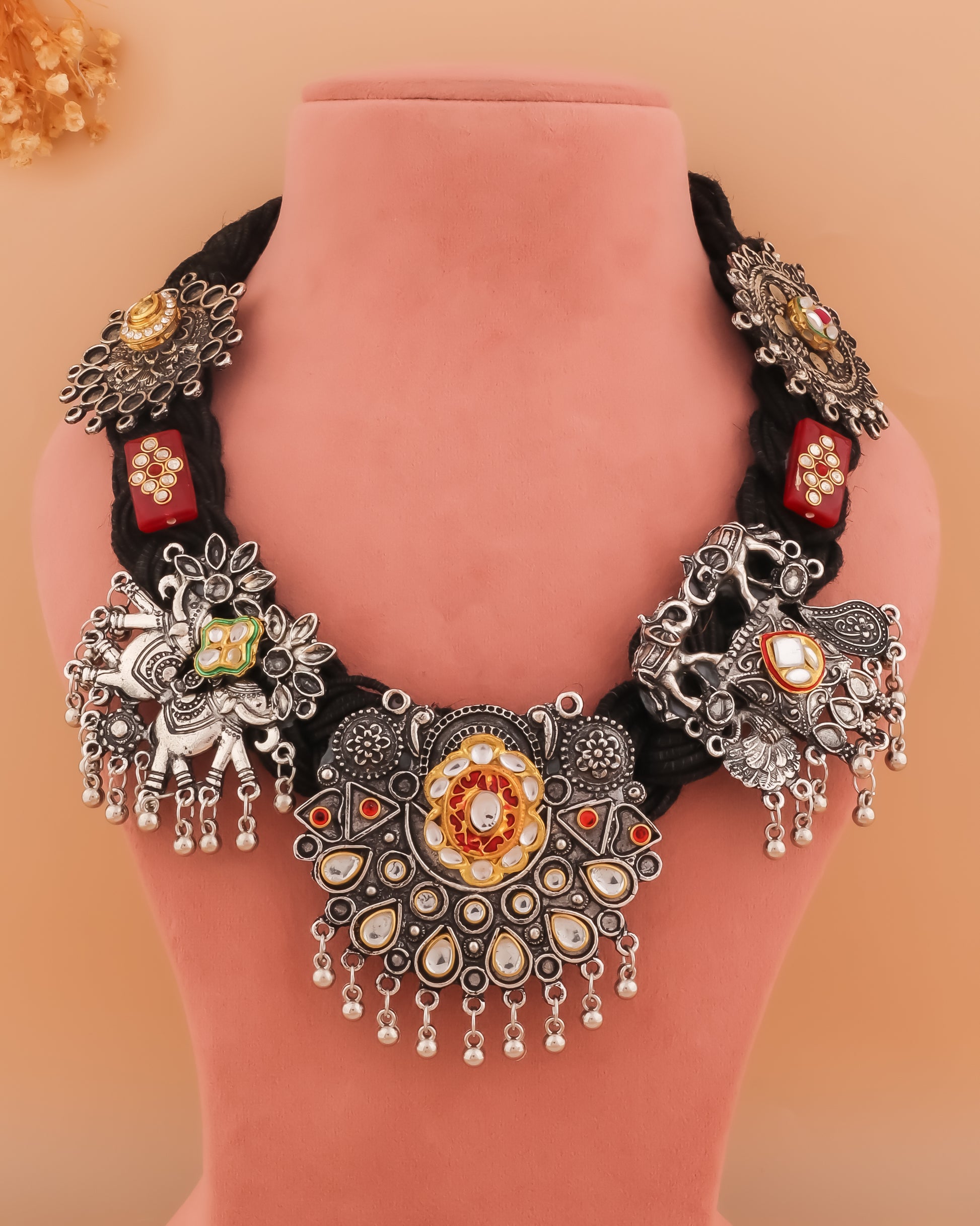 Jwala Black Jute Necklace