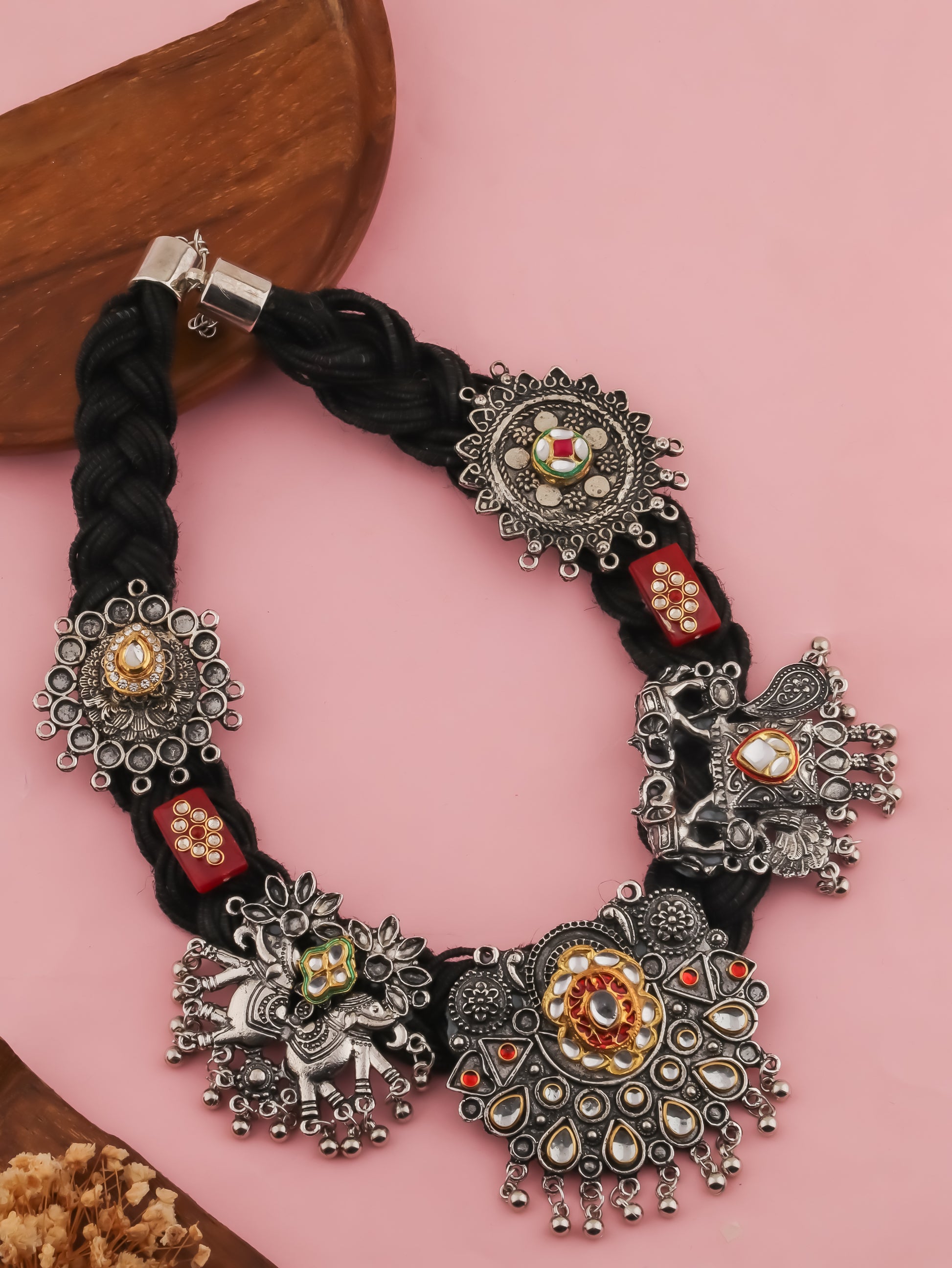 Jwala Black Jute Necklace