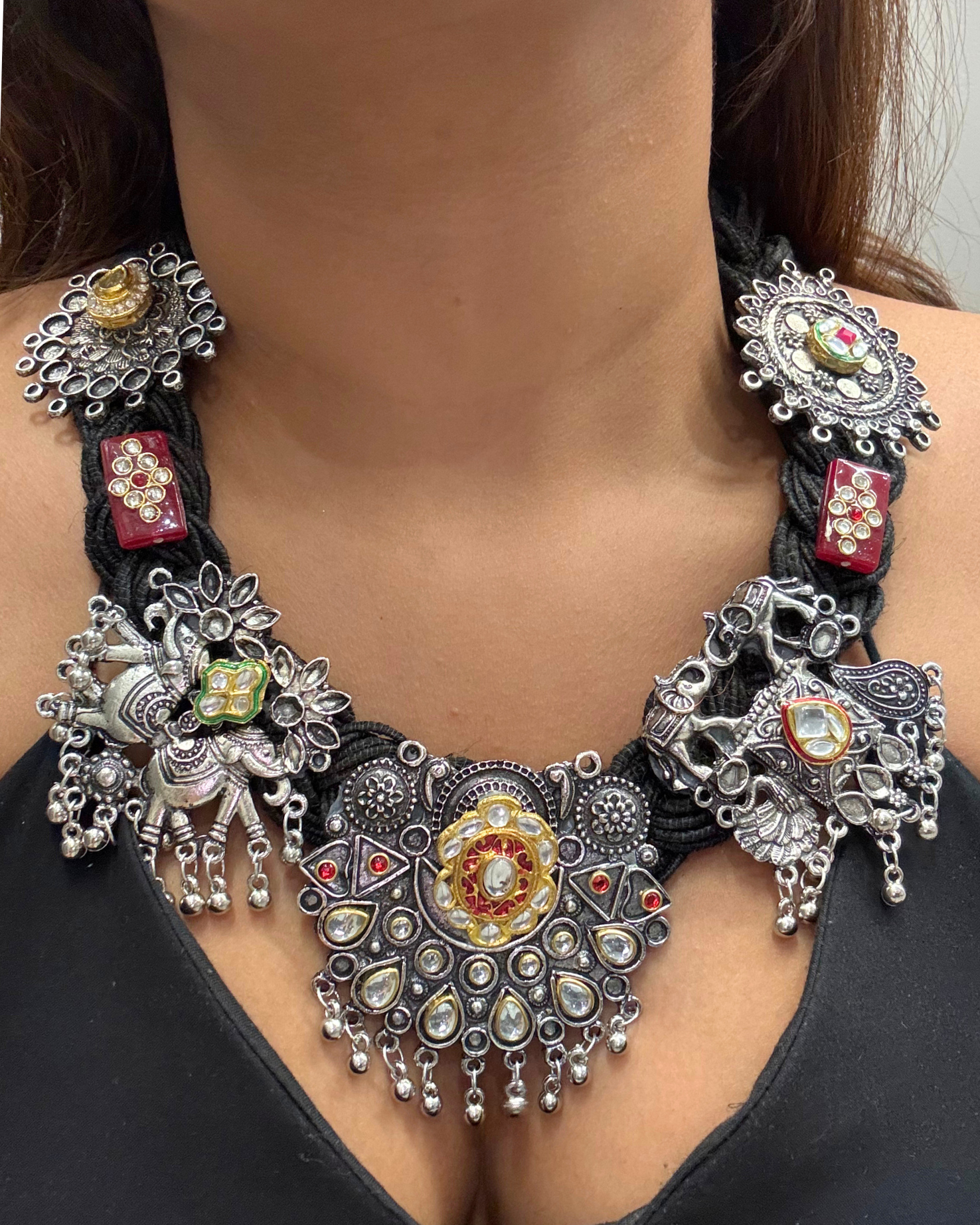 Jwala Black Jute Necklace