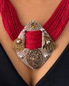 Aruna Dual-tone Red Jute Necklace