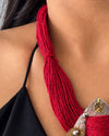 Aruna Dual-tone Red Jute Necklace