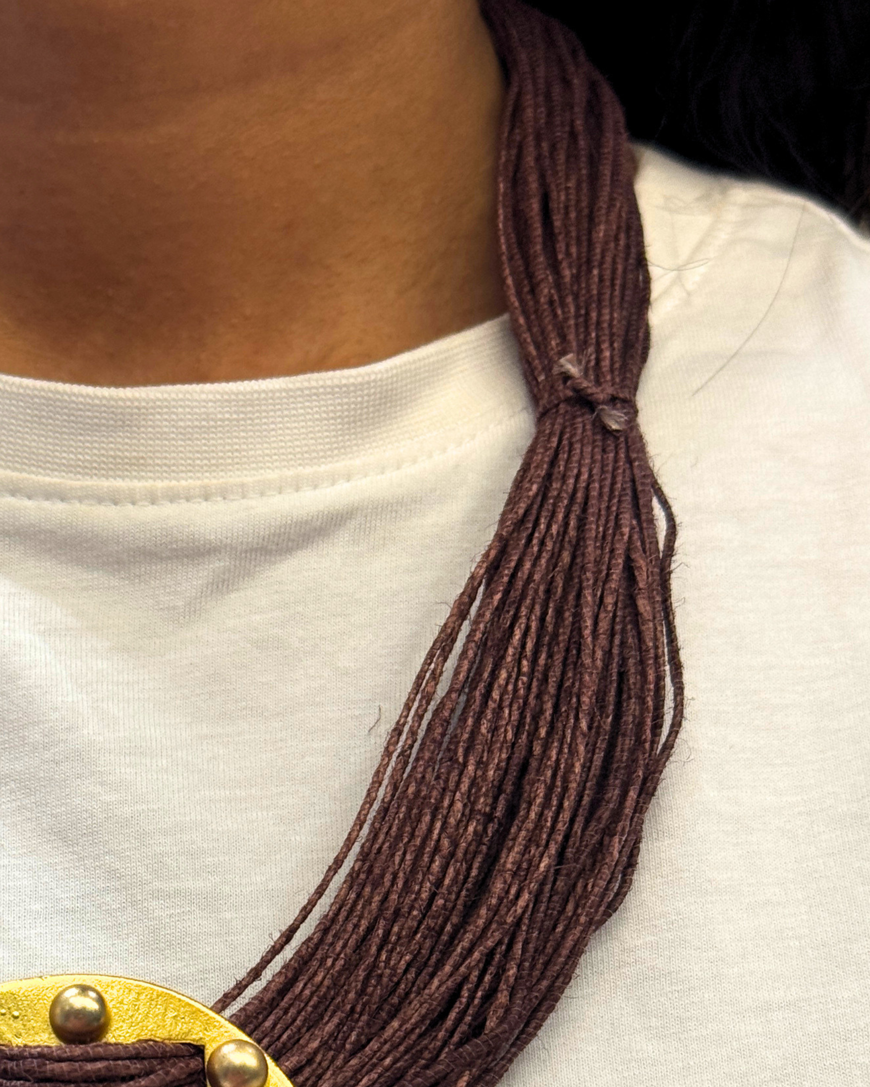 Sarangi Dark Wood Brown Jute Necklace