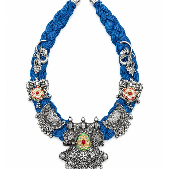 Vandita Blue Jute Necklace