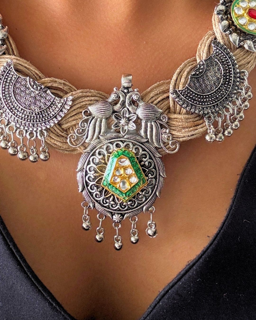 Sugandha Beige Jute Necklace