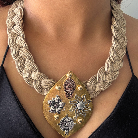 Nakshatra Beige Jute Necklace
