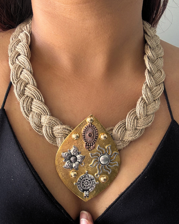Nakshatra Beige Jute Necklace