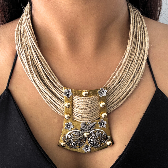 Prachi Beige Jute Necklace