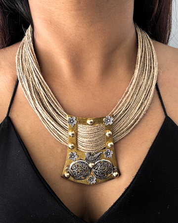 Prachi Beige Jute Necklace