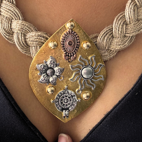 Nakshatra Beige Jute Necklace