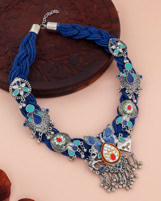 Shradha Ocean Blue Jute Necklace