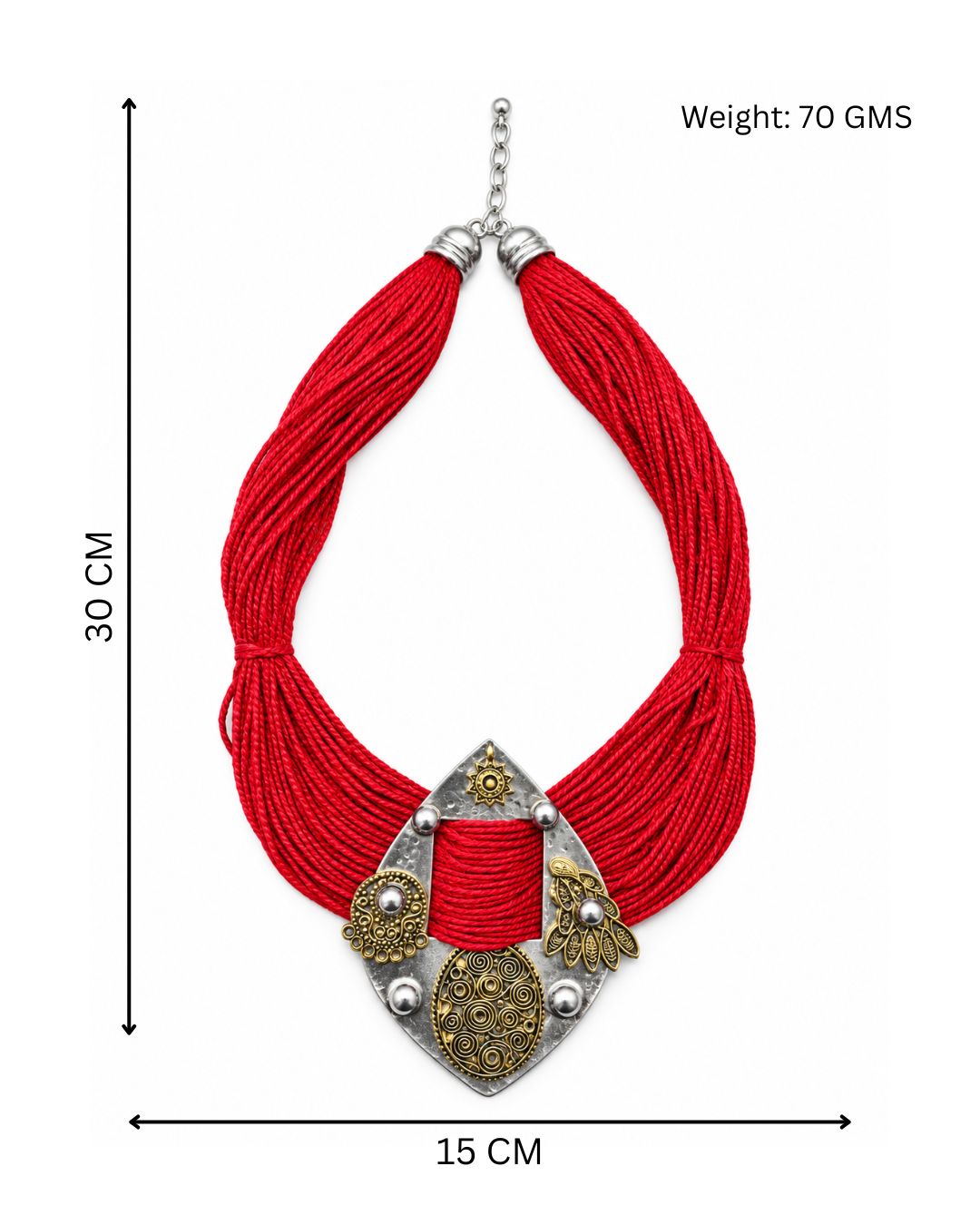 Aruna Dual-tone Red Jute Necklace