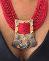 Prisha Red Jute Necklace