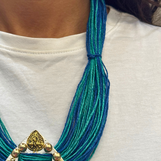 Niharika Two-tone Ocean Blue jute Necklace