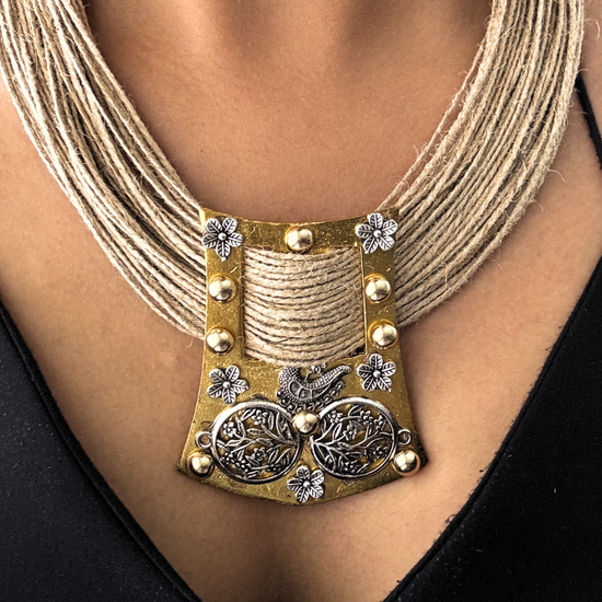 Prachi Beige Jute Necklace