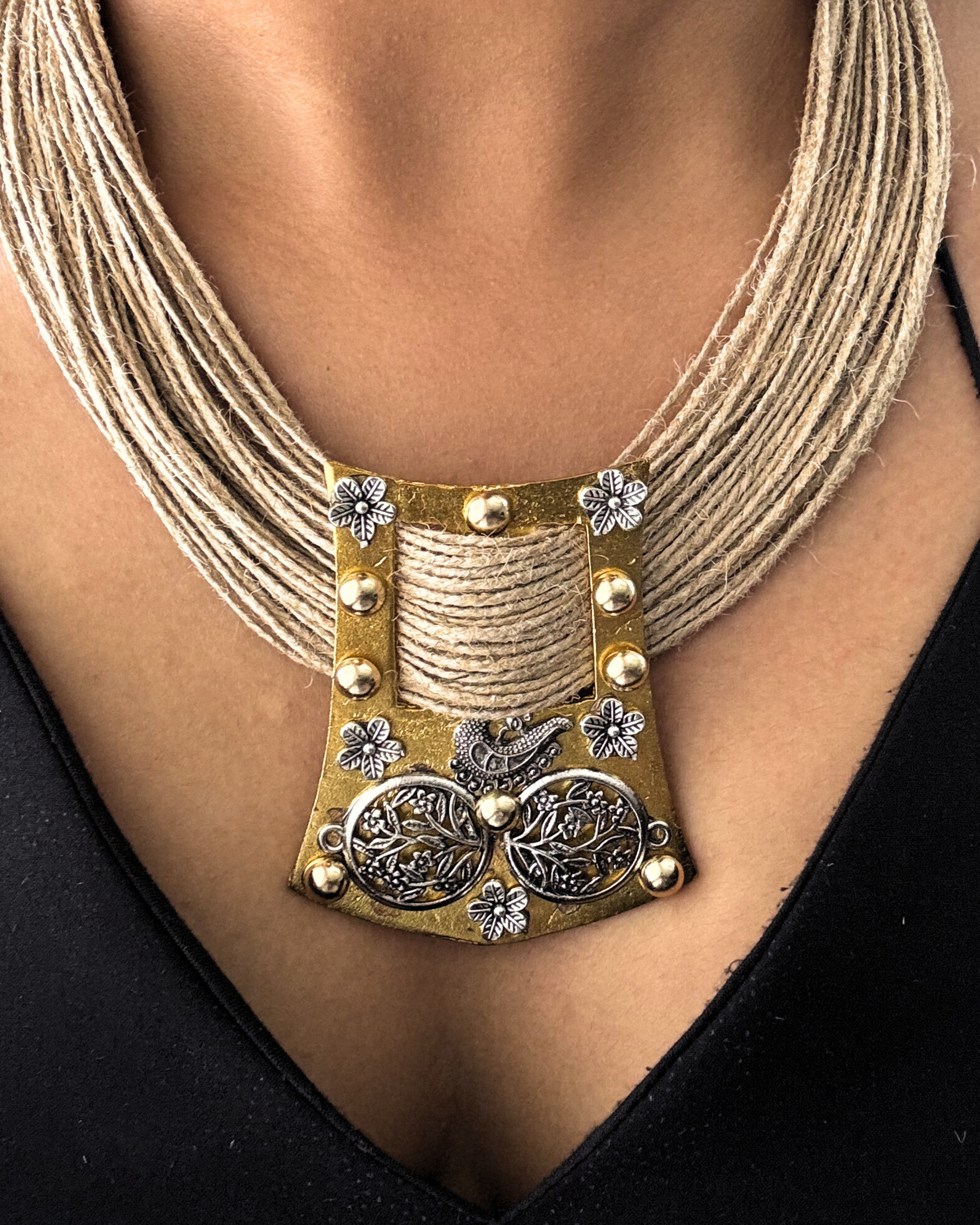 Prachi Beige Jute Necklace