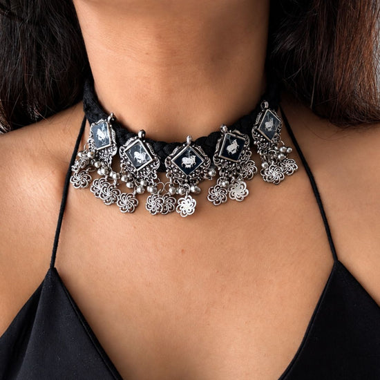 Nandi Oxidised Choker Set