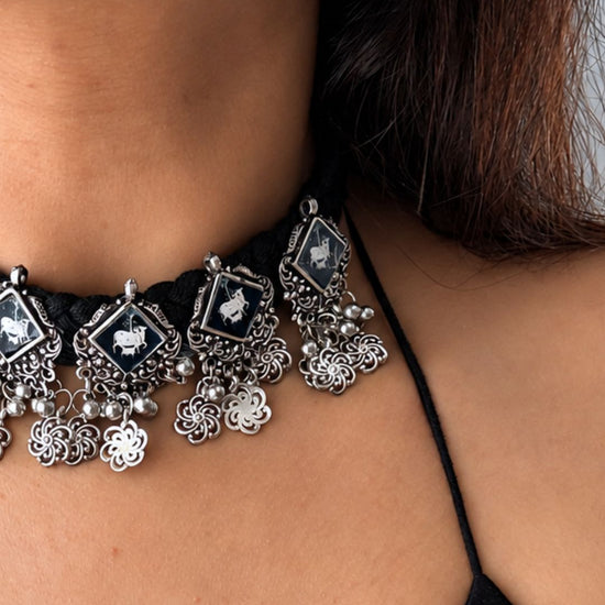 Nandi Oxidised Choker Set