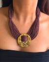 Sarangi Dark Wood Brown Jute Necklace