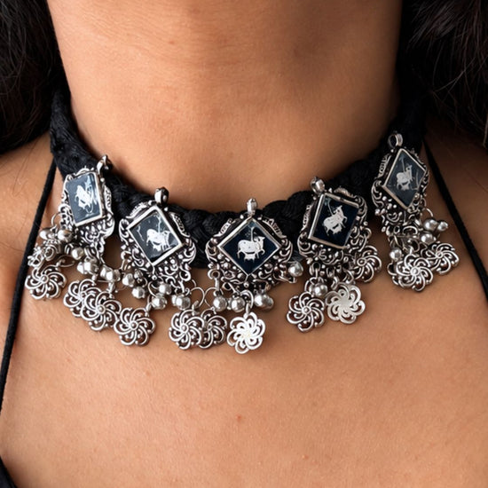 Nandi Oxidised Choker Set