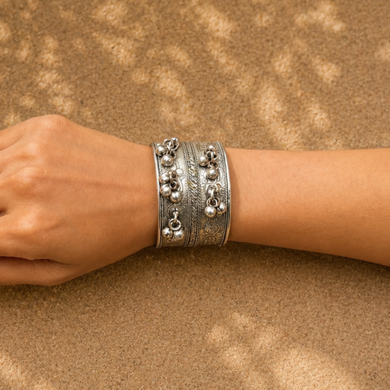 Devika Silver Oxidised Kada